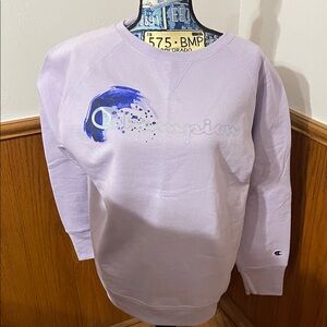 Champion Lavender Sweatshirt with Blue Logo
